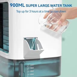 NordHaus Mini Verdamperkoeler - Draagbare USB Luchtkoeler - Persoonlijke Airconditioner met Luchtbevochtiger - IJsboxfunctie - 900 ml - Wit — thumbnail 5