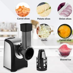 Elektrische Groentesnijder - Keukenmachine Fruit Rasp - Snel Groenten Snijden - Vijf Messen - 150 Watt - Zwart — thumbnail 4