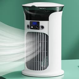 Draagbare airconditioner, draagbare koeler, stille verstelbare kantoorventilator, 4 ventilatorsnelheden, 2 nevelstanden, 180° zwenking, gekleurde verlichting, wit — thumbnail 4