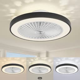 LuxiLamps | Plafondventilator | LED | Dimbaar | 3 Snelheden | 55 cm | Moderne Lamp | Plafondlamp | Ventilatorlamp | Zwart | Woonkamerlamp — thumbnail 1