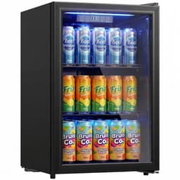 HOMCOM – Stil – Drankkoelkast – 70L/70 blikjes – gehard glas, verstelbaar-Zwart — thumbnail 1
