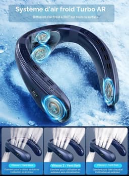 Draagbare nekairconditioner, 2-in-1 nekventilator, geschikt voor buiten/kantoor/reizen (donkerblauw, K019) — thumbnail 2