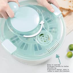 Saladespinner - Groentewasmachine - Verse Salades Maken - Eenvoudige Bediening - 5 Liter - Meerblauw — thumbnail 2