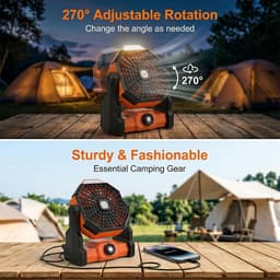 Draagbare campingventilator/tentventilator, 24000mAh capaciteit, 3-in-1 buitenventilator met LED-verlichting, 3-4 windsnelheden, geschikt voor buitenreizen, vissen en tenten. — thumbnail 5