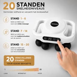 Massage Gun Fascia - Deep Tissue - 6 Koppen - 20 snelheidsniveau's - Wit — thumbnail 3