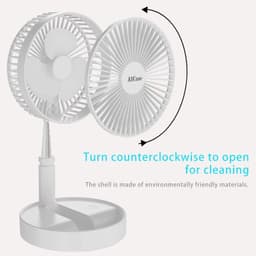 Staande Ventilator Opvouwbaar met Afstandsbediening Verstelbare Hoogte Stil USB Oplaadbaar 7200mAh 4 Snelheden — thumbnail 2