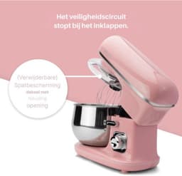 Thuys - Keukenmachine Roze - 1100W - 5 Liter RVS Kom - Spatbescherming - voor Kneden - Mixen en Bakken Thuis — thumbnail 4