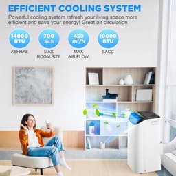 Mobiele Airco 14000 BTU – 3-in-1 Airconditioner – Ontvochtiger – Ventilator – Afstandsbediening — thumbnail 5