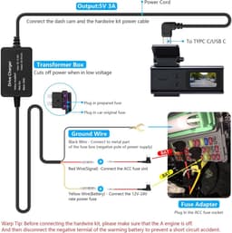 SnelShoppen - Hardwired Dashcam Kit 3.3m USB C Aansluiting met 8 Stopcontacten voor 12-24V Voertuigen, Ideaal voor Auto, Vrachtwagen, SUV, GPS en Rada — thumbnail 5