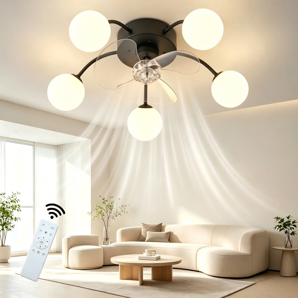 NETTLIFE Plafondventilator met Verlichting - Stil - G9 - Zwart - 6 Standen - Omkeerbaar - Met Afstandsbediening & Timer - Voor Woonkamer & Slaapkamer - Zonder Lampen — afbeelding 1