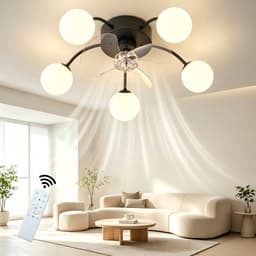 NETTLIFE Plafondventilator met Verlichting - Stil - G9 - Zwart - 6 Standen - Omkeerbaar - Met Afstandsbediening & Timer - Voor Woonkamer & Slaapkamer - Zonder Lampen — thumbnail 1