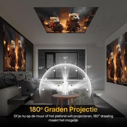 Mini projector met 4K ondersteuning - Smart TV met Android 14.0 - WiFi 6 & Bluetooth 5.0 - Ideaal voor home cinema - SnelShoppen — thumbnail 3