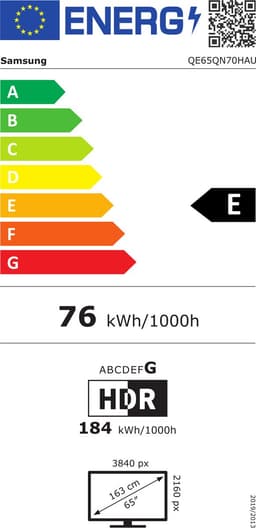 Samsung QE65QN70H - Televisie - Neo QLED - 65 inch - Wifi - Smart TV - Motion Xcelerator - HDR-ondersteuning - Tizen - Benelux model — thumbnail 2