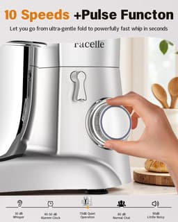 SnelShoppen - Keukenmachine 6,5L Roestvrijstaal, 10 Snelheden Deegmachine met Pulsfunctie, Kneedmachine incl. 3-delige Patisserieset voor Bakplezier i — thumbnail 2