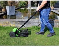 Handgrasmaaier 30 cm - Cilindermaaier Tuin - Gazon Onderhoud - 4 Hardmetalen Bladen - 18L Opvangbak