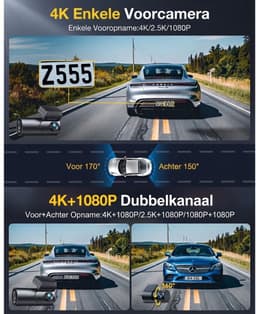 TYR® Draadloze Dashcam - Dashcam met CarPlay - Draadloos CarPlay-Scherm - Zwart - 3cm x 5cm x 10cm — thumbnail 5