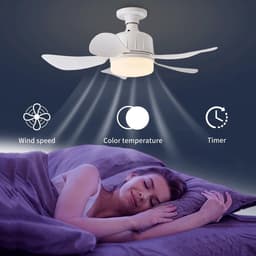 KZQ Plafondventilator - Wit - Incl 23W Lamp - Licht Apart Schakelbaar - Afstandsbediening - Dimbaar - Traploos Instelbare Lichtkleur - Nachtlampje - Geheugenfunctie - 3 Snelheden - Timer - Zomer En Wintermodus — thumbnail 3