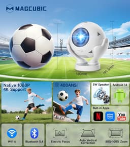 Mini Beamer Full HD 1080p – 600 ANSI Lumen – Autofocus – WiFi 6 en Bluetooth 5.4 – 8K Ondersteuning — thumbnail 4