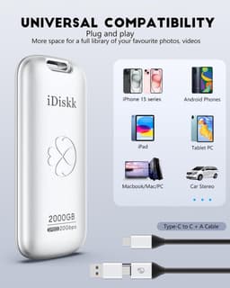 Externe SSD - Draagbare Opslag - Snelle Data Transfer - USB 3.2 Gen 2x2 - 256 GB - Zilverkleurig — thumbnail 3