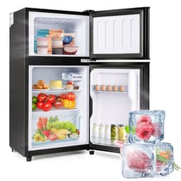 1 koel-vriescombinatie, 60 liter capaciteit zwarte koelkast met dubbele deur, stille vrijstaande koelkast met 7 temperatuurstanden voor woonkamer of kantoor — thumbnail 1