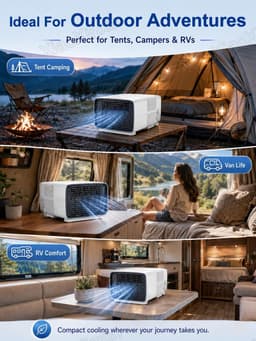 Draagbare airco 2700 BTU stille mini airconditioner voor camper en camping met ontvochtigen 280W compacte koeling — thumbnail 5