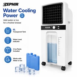 Innovastore Aircooler - Draagbare Luchtkoeler - Luchtcirculatie - Luchtbevochtiger - Slaapmodus - Drie snelheden - 6liter - Wit — thumbnail 1