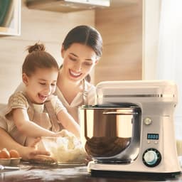 Keukenmachine 6L - 1200W - Staande Mixer - RVS Mengkom - 6 Snelheden + Pulse - LED Display - Inclusief Garde, Deeghaak & Platte Menghaak - Zwart — thumbnail 2