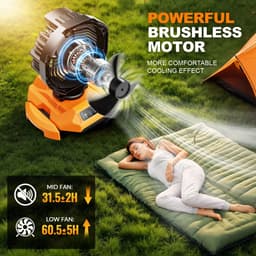 DIMICO - Mobiele Ventilator met Verneveling - Draagbaar - Mistventilator - Nevelventilator - Oranje - 30000mAh - 4 Snelheden — thumbnail 3