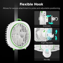 Solvix tafel ventilator geluidloos - Grow Tent Ventilator - Wit - 3 Instellingen - Verstelbare Hoek - Voor Hydroponics — thumbnail 4
