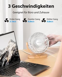 Solvix tafel ventilator geluidloos - Mini Tafelventilator - Plastic - Stil en Lichtgewicht - 3 Snelheden - Voor Thuis, Kantoor en Buiten — thumbnail 3