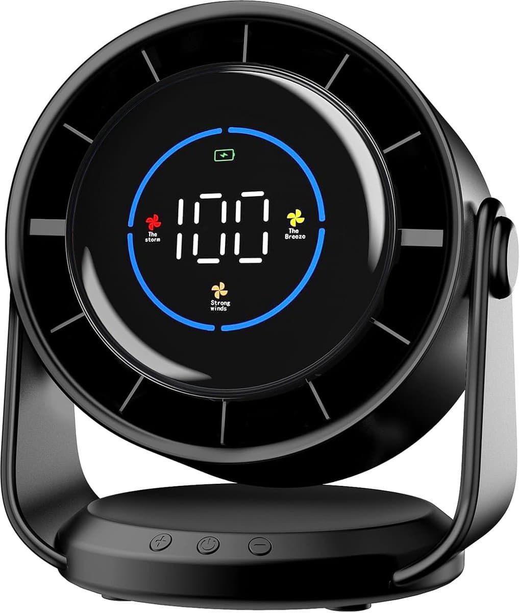 Slimme bureauventilator - USB tafelventilator - 100 snelheden - LED display - 105° verstelbare kop - stille koeling — afbeelding 1
