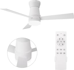Plafondventilator met Lamp Wit – 3 Bladen Stil Ventilator met Afstandsbediening & LED Licht — thumbnail 4