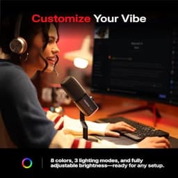 MAONO PD100W - Draadloze Podcast Microfoon - USB & XLR - Dynamische Microfoon - RGB - Noise Cancelling - Streaming & Podcast - Zwart — thumbnail 5