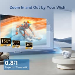 KZQ Mini beamer met WiFi en Bluetooth Full HD 1080P native 4K ondersteuning auto focus en keystone 180° rotatie ingebouwde streaming apps voor thuisbioscoop en outdoor — thumbnail 5