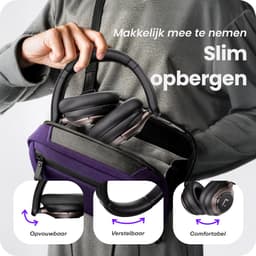 Over Ear Koptelefoon Draadloos - Draadloze Headset met Microfoon - Bluetooth 6.0 - 60 Uur Batterij - Inklapbaar - Active noice cancelling (ANC) Kristalheldere Gesprekken - Bluetooth Headset - hoofdtelefoon - Zwart — thumbnail 2