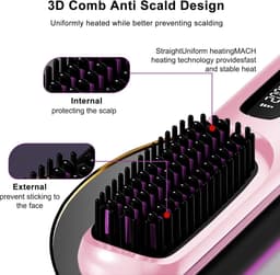 Brush Pro, Draadloze stijltangen Heteluchtborstel Negatieve Ionen Hot Comb Stijltang 20s Snelle Verwarming Keramisch & Anti-Brandwonden Ontwerp voor Alle Haartypes USB Oplaadbaar — thumbnail 2