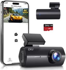 GKU Dashcam Auto Voor 4K UHD - 5.8GHz WiFi - 170° Groothoek met WDR Nachtzicht & 24H Parkeermodus - Inclusief 64GB SD-kaart — thumbnail 1
