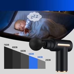 Mini Massagepistool - Handmassageapparaat Voor De Spieren - Diepweefselpercussiemassageapparaat - 4 Massagekoppen En 6 Snelheden — thumbnail 3