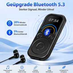 MP3 Speler met Bluetooth 5.3 - 64GB Kaart Inclusief - Uitbreidbaar tot 512GB - FM Radio - Voice Recorder - met Oordopjes — thumbnail 2
