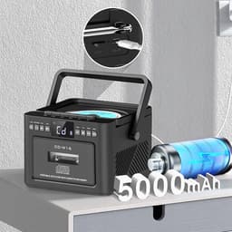 All-in-1 Speler - Retro CD Speler - Cassettespeler - Bluetooth Luidspreker - FM - USB & SD & AUX - 5000mAh - Opnemen - Afstandsbediening - Voor Slaapkamer Woonkamer en Kantoor - Cadeau — thumbnail 4