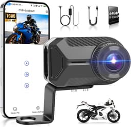 Dashcam voor motorfiets, 1080p HD, waterdicht IP66, geïntegreerde wifi, 110° groothoek, ringopname, foto-opname met één knop, mini draagbaar met montageset — thumbnail 1