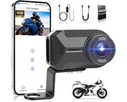 SnelShoppen - Motorfiets Dashcam 1080P HD Waterdicht IP66 Geïntegreerd WiFi 110° Groothoek Ringopname Mini Draagbaar met Montagekit