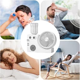 Mistventilator - Vernevelaar Ventilator - Persoonlijke Koeling - Dubbele Nozzles - 21.7 cm - Wit — thumbnail 4