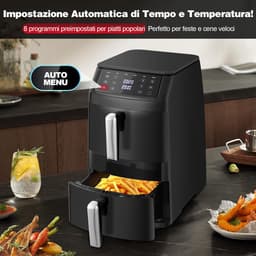 SnelShoppen - TopStrong Heteluchtfriteuse, 2 kamers, verticaal, 11 liter, dubbele stapel, ruimtebesparend ontwerp, 6 functies en 8 recepten, vaatwasse — thumbnail 4