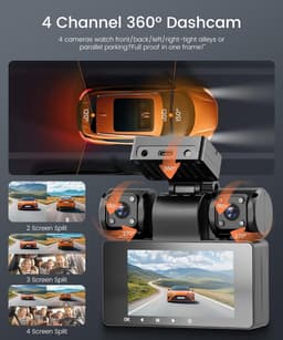 Dashcam 4-kanaals 360° 2K 1080P - WiFi - Voertuigbeveiliging - Hoogwaardige opname - ShopVlot — thumbnail 5