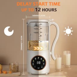 1400ml, Notenmelkmaker 8-in-1, Zelfreinigend | Automatische plantaardige melkmaker voor soja, noten en haver met uitgestelde start, AutoClean, warmhouden en 1400ml inhoud — thumbnail 3