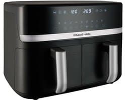 Airfryer 9 Liter Dual Zone – Dubbele Heteluchtfriteuse met 2 Lades – Olievrij – 9 Programma’s – Vaatwasmachinebestendig – 2800W Zwart