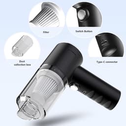 Kruimeldief - Auto stofzuiger - Krachtige handstofzuiger voor in de auto - USB oplaadbaar - Draagbaar - Mini-stofzuiger - Geschikt voor auto's en kantoren — thumbnail 2