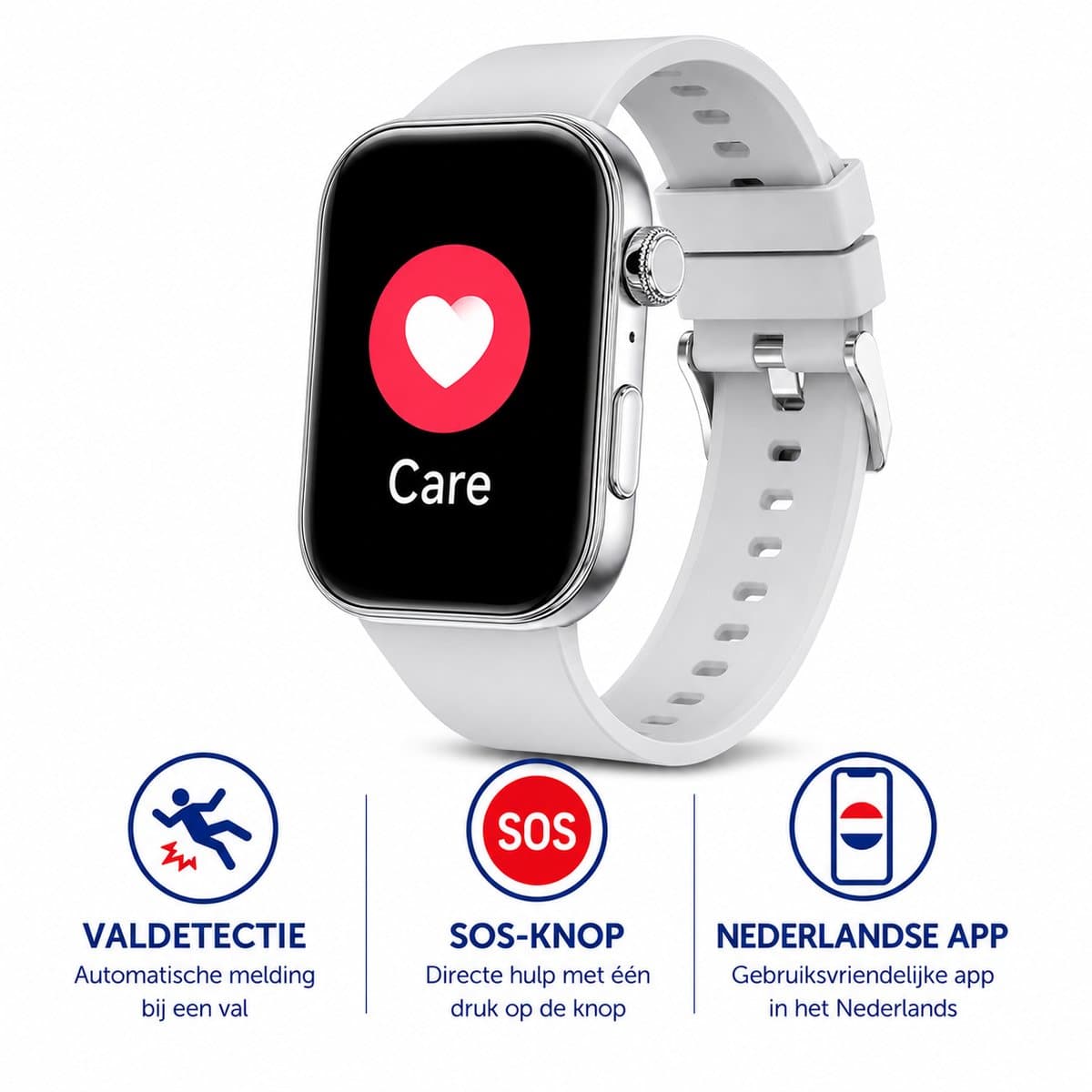 WatchSafer Care - GPS Horloge Senior - Smartwatch voor Ouderen - Persoonlijke alarmen - alarm horloge ouderen - GPS Horloge Alzheimer - Valdetectie — afbeelding 1