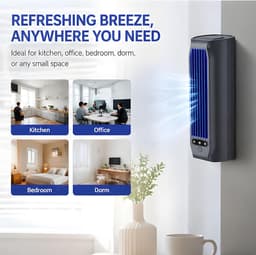Oplaadbare Wandventilator - 3000mAh Batterij - 3 Stille Snelheden - USB voor Slaapkamer — thumbnail 5